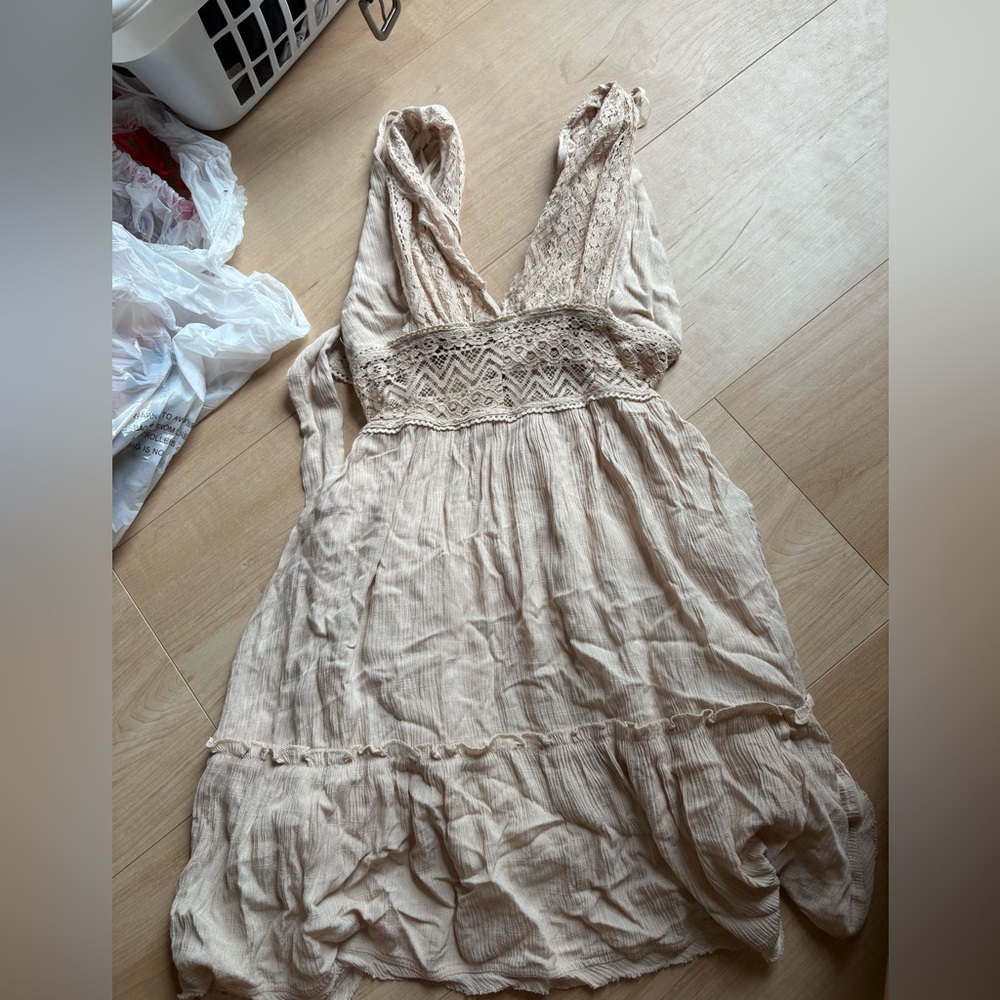 Backless cream sundress